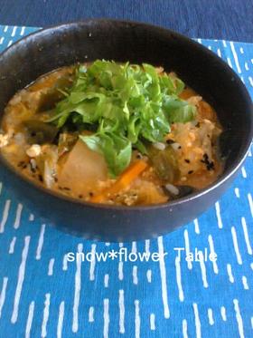 キムチで酸辣湯(スーラータン)雑炊☆