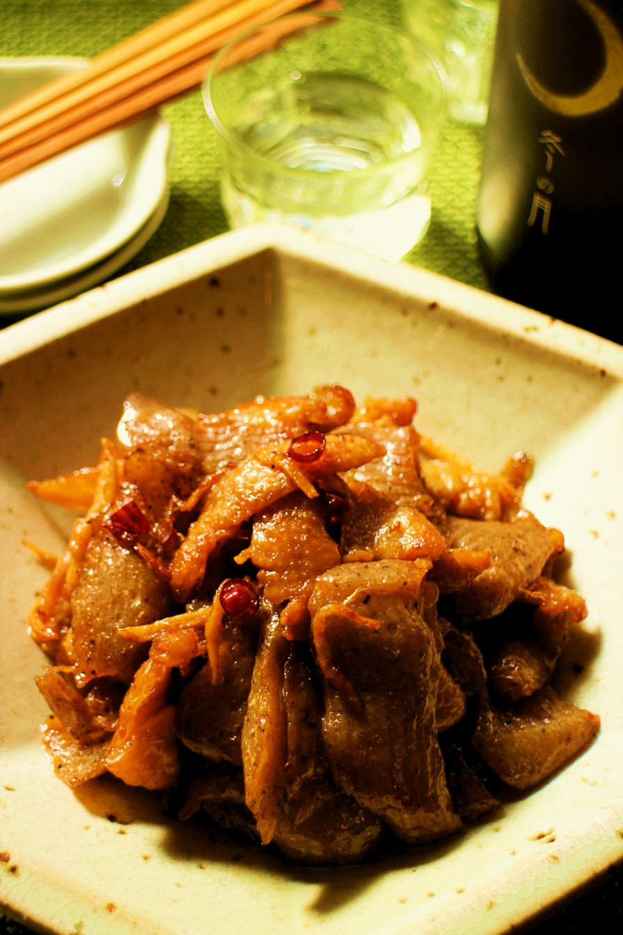 鶏皮とコンニャクのピリ辛☆生姜炒めの画像