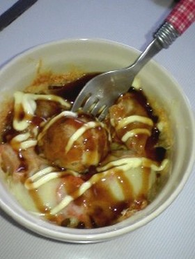 冷凍たこ焼きとキムチグラタン