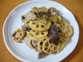 蓮根と茄子の辛子炒め