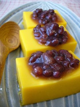 かぼちゃとココナッツミルクかん・小豆添え