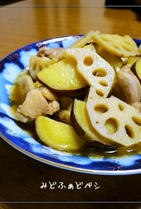 鶏と蓮根とさつま芋✿柚子胡椒でサッと煮