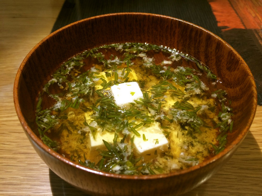 ぎばさ(長藻、あかもく)の味噌汁＠豆腐