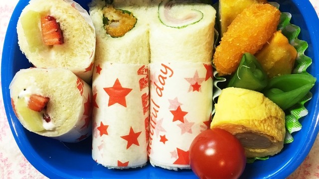 可愛い 簡単 ロールサンドウィッチ弁当 レシピ 作り方 By ハワイアンコニー クックパッド
