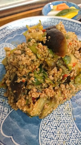 ナスとひき肉の豆板醤炒め