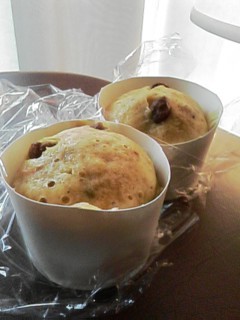 森永ホットケーキmix♪レーズン蒸しパン