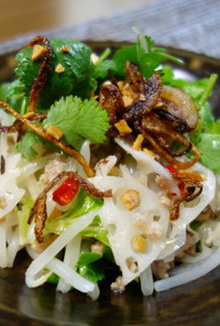 ひき肉と蓮ともやしのベトナムサラダ