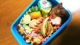 チビ弁当*焼きおにぎりたこ焼き風弁当