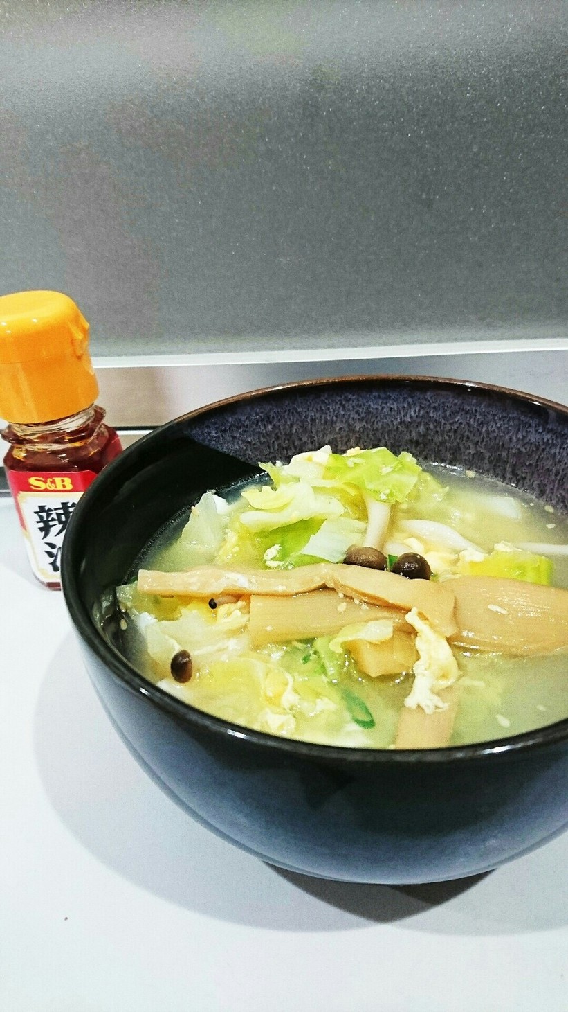 キャベツと卵のメンマ入り中華風スープの画像