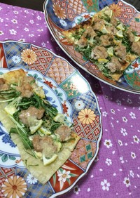 魚焼きグリルで❤️ネギトロと水菜のパイ