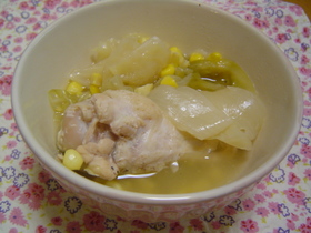 簡単!キャベツとコーン☆手羽元スープ煮