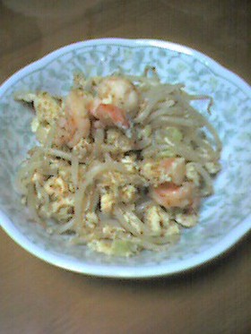 もやしとエビの卵炒め