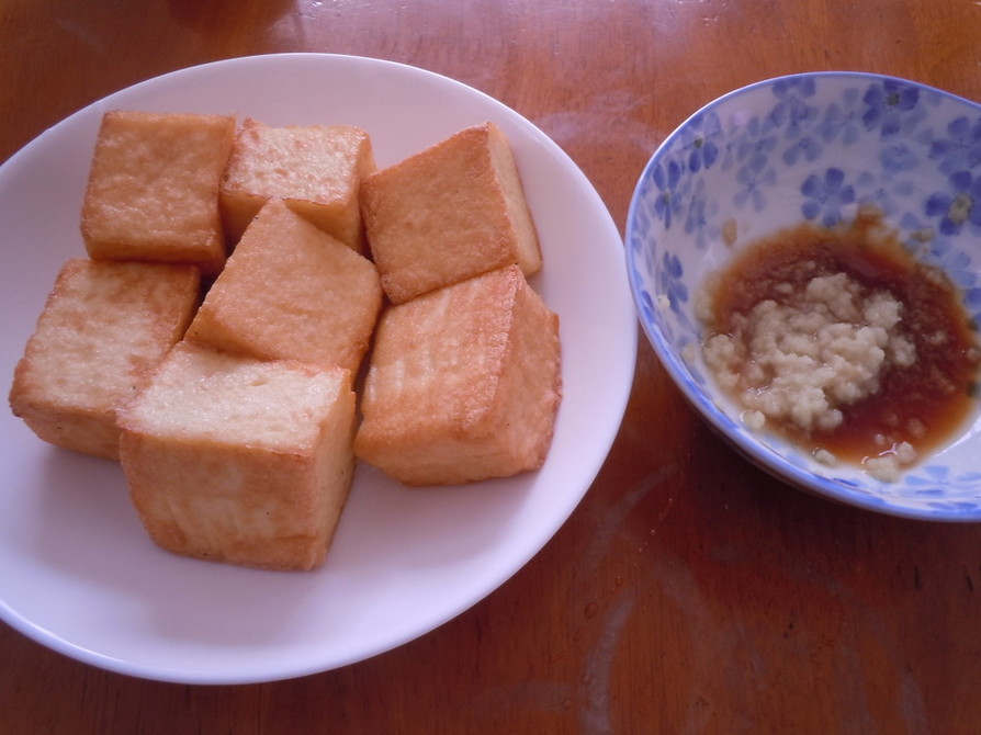 生姜しょう油で召し上がれ 焼き厚揚げ豆腐の画像