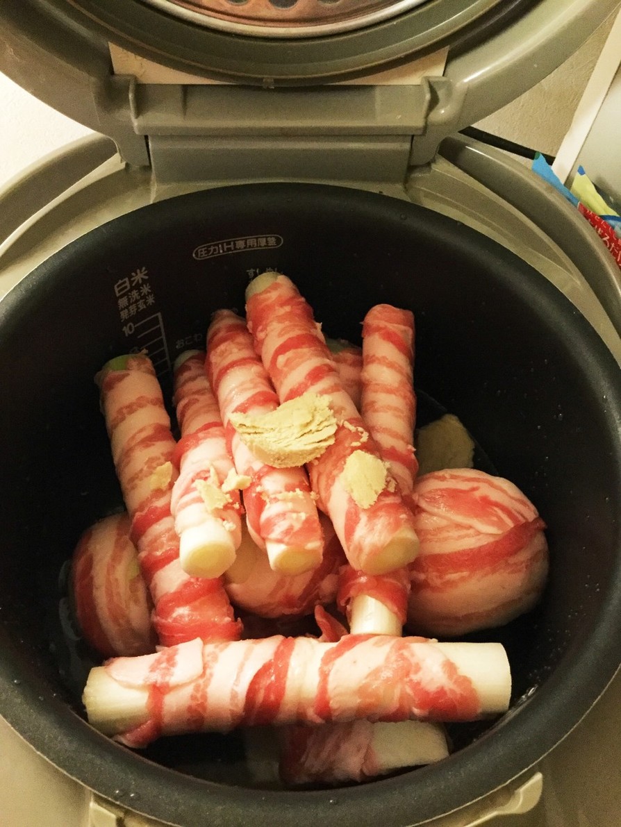 大根・玉葱・白葱の豚バラ煮込み（炊飯器）の画像