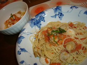 お手軽!シーフードのトマトパスタ☆