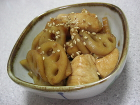 バターが香る☆蓮根&鶏肉のきんぴら風♪