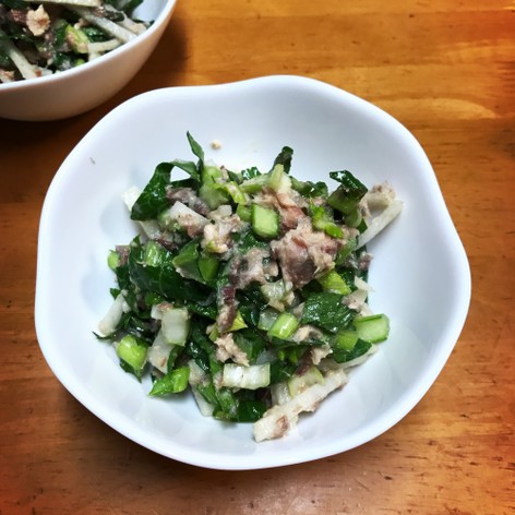 簡単  小松菜とサバ水煮缶のサラダ