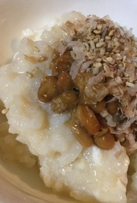 納豆玉子粥（インフルエンザ残り食）