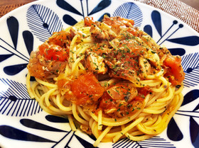 さばの水煮缶とトマトで健康☆簡単☆パスタ