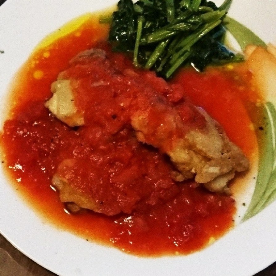 簡単♪鶏肉のピリ辛トマト煮サルサ風の画像