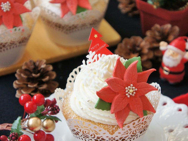 ポインセチアのカップケーキ レシピ 作り方 By 馬嶋屋菓子道具店 クックパッド 簡単おいしいみんなのレシピが356万品