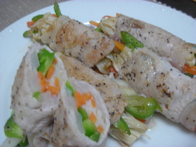 巻くだけ簡単☆栄養満点☆豚肉の野菜巻き