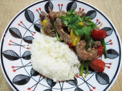 仔羊肉の野菜炒め（ペルー風）の写真
