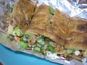 納豆とおくらのおあげ焼き♪