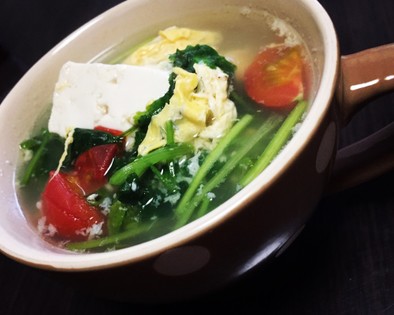 豆腐と卵のパクチー（香菜）スープ☆の写真