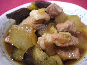 冬瓜、なすと豚の角煮