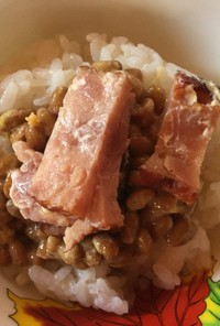 納豆と焼豚のご飯