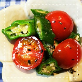 レンジだけ！ミニトマトとオクラのサラダ