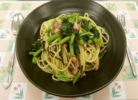 塩辛と明日葉(あしたば)のパスタ