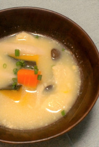 味付け簡単！カボチャと揚げの豆乳スープ