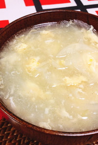 玉ねぎと卵の生姜スープ