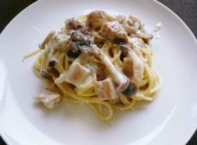 チキンときのこのクリームスパゲティ