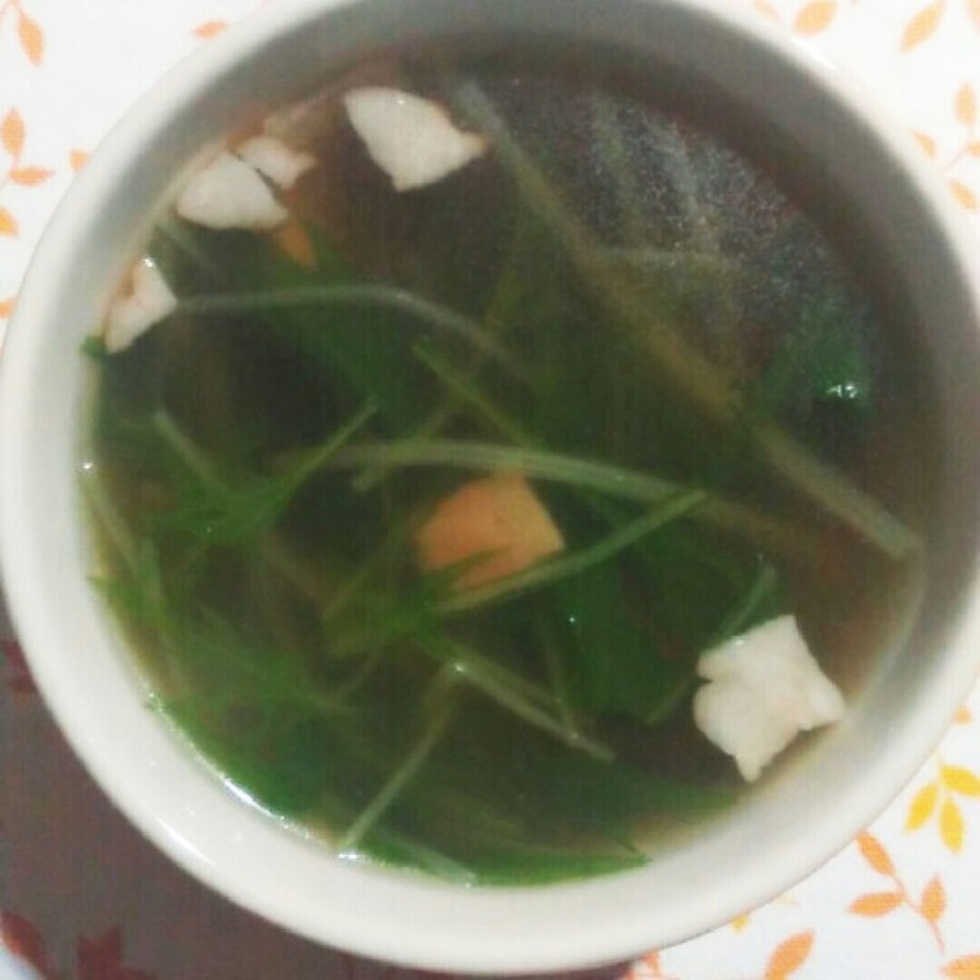 ベーコンと水菜の中華スープの画像