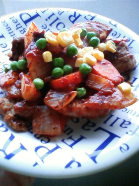 豚肉のオーロラソース炒め