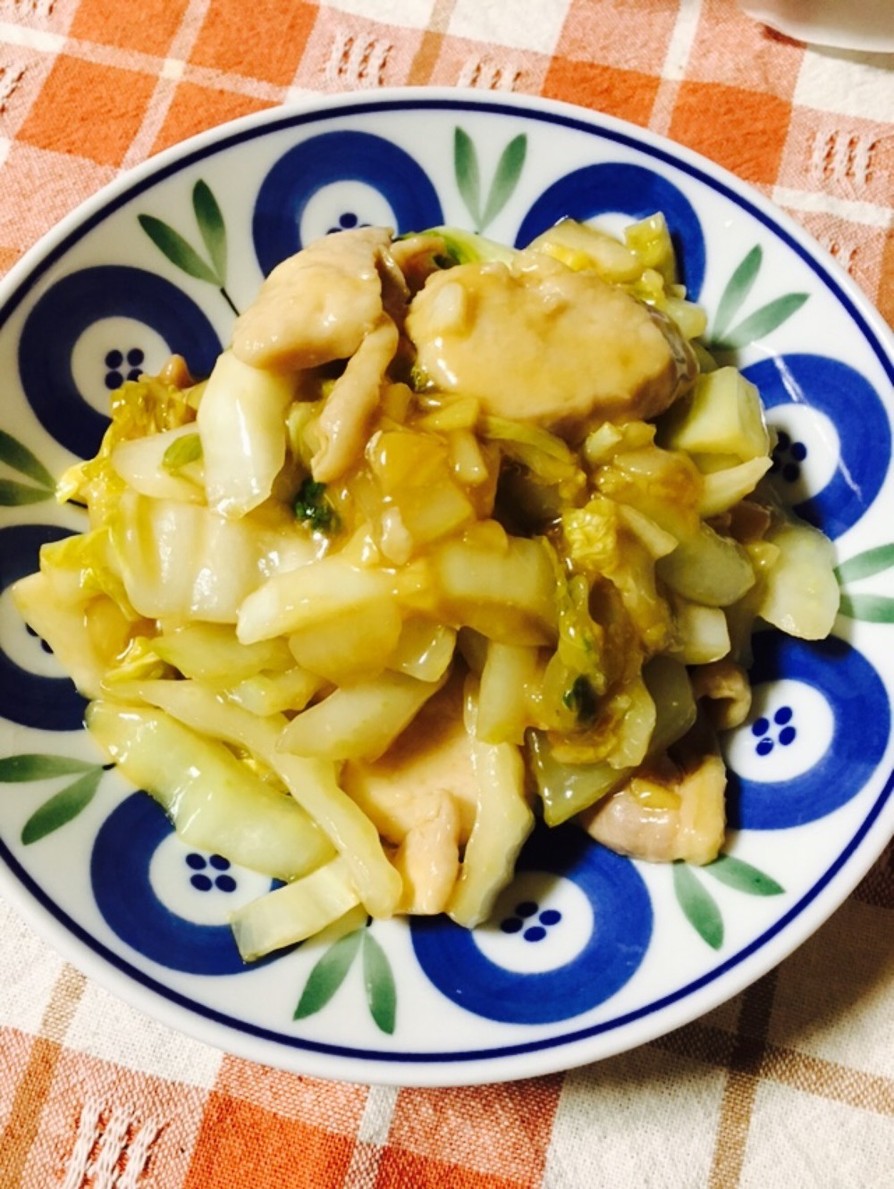 白菜と鶏胸肉の生姜ポン酢炒めの画像
