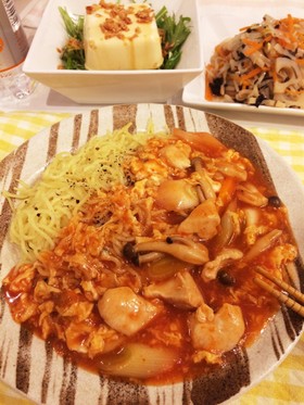 特損レシピ!チリソースあんかけ焼きそば