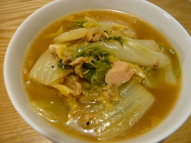 白菜とツナの蒸し煮