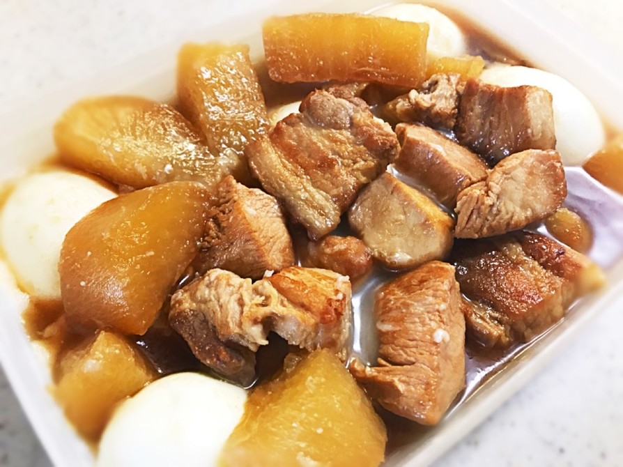 【作り置き】豚バラ&鶏胸肉&大根の煮物の画像