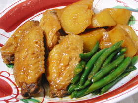 鶏手羽とジャガイモの甘辛煮