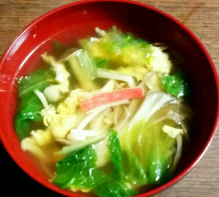 包丁要らず☆キノコとレタスの中華スープ♡の画像