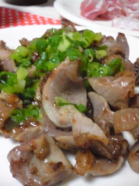 にんにくしょうが漬け砂肝炒め