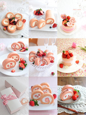 ひな祭りにも^^苺のシフォンロールケーキ