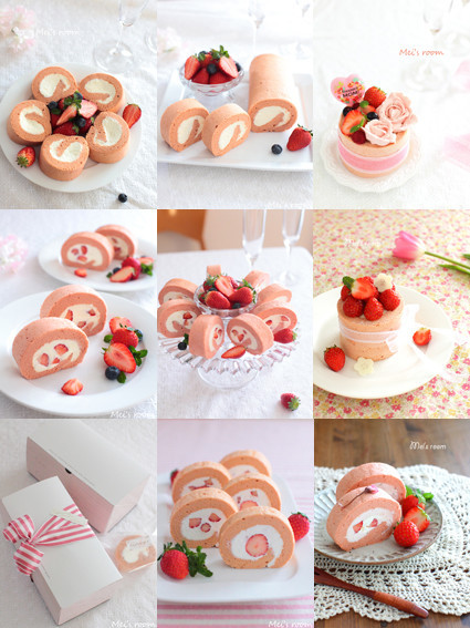 ひな祭りにも＾＾苺のシフォンロールケーキの画像