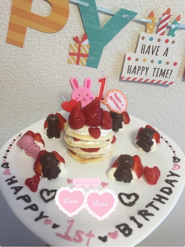 赤ちゃん用HMで１歳のバースデーケーキ♡の画像