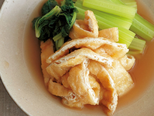 油揚げとセロリの煮びたし