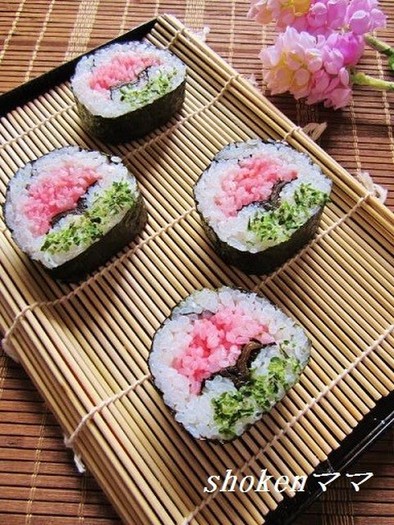 お花見やお祝いに♪桜の（木）飾り巻き寿司の写真